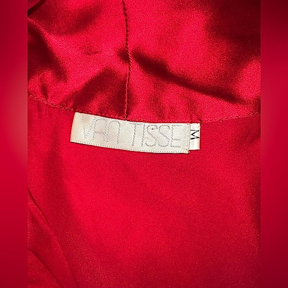 Van Tisse Vintage Red Tie-Neck 100% Silk Halter Luxury Top, Medium USA - Picture 8 of 8